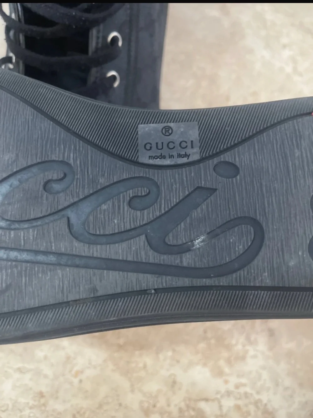 Gucci Men's Black High-Top Monogram Sneakers